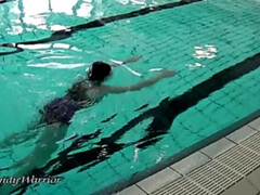 Swimming in my chastity belt, bra and collar