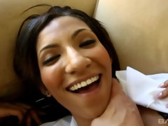 Sadie Santana is all smiles as you cum on her face after a deepthroat bj
