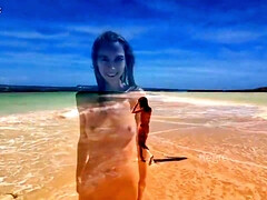 Plage, Beauté, Femelle, Mamelons, De plein air, Chatte, Solo, Nénés