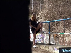 Public agent Horny Blonde flasher gets her cunny creampied in a tunnel