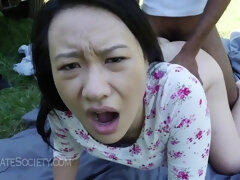 Aziatisch, Kont, Zwart, Pijpbeurt, Auto, Sperma shot, Lul, Interraciaal