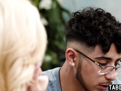 デカパイ, ブロンド, フェラチオ, チン, 家族, Hd, 熟年, 義母