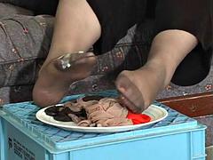 素人, フェラチオ, 足, 熟年