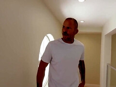 Tiny bitch is willing to crawl for this ginormous cock