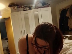 Redhead blowjob with tongue piercing