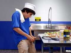 お尻, デカパイ, 黒人, 開帳, ヒール, キッチン, なめる, オマンコ