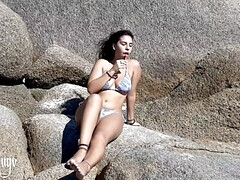 Leie, Arsch, Arschlecken, Strand, Hardcore, Selbstgemacht, Latina, Nudist