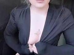 素人, 車, 下着, 淫乱熟女, 公共, 一人, オッパイの, おもちゃ