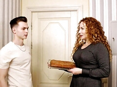 Grote lul, Rondborstig, Lul, Handbeurt, Keuken, Rijpe lesbienne, Kut duiken, Roodharige vrouw