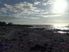 Badpak, Blond, Orgasme, Buiten, Gezichtspunt, Openbaar, Bekijker, Nat