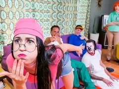 バック, グループ, キッチン, 淫乱熟女, オージー, 赤毛, 剃毛, タトゥー