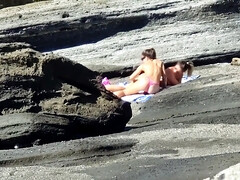 Playa, Atrapados, Polla, Masturbación, Desnudo, Orgasmo, Pov, Voyeur