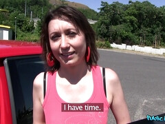 素人, フェラチオ, 車, 中出し, アウトドア, 公共, オマンコ, ロシア人