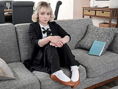 Anal, Gros cul, Grosse bite, Blonde, Sucer une bite, Petite femme, Élève, Adolescente