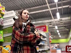 Brunette Sofia Loses Strip Game Bet & Gives James a Wild Blowjob Outdoor