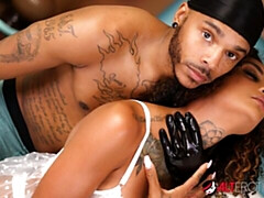 Tattooed rough fucker screwed a long-legged Leah Michelle