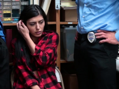 Shoplifter Teen Audrey Royals threesome with two horny LP