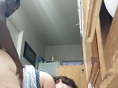 素人, 黒人, チン, 手コキする, 自家製, 異人種間, キッチン, フェラする