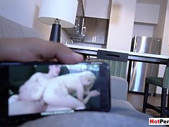 MILF stepmom lets stepson to jerk off on her pussy