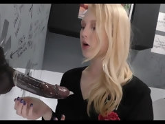 Blonde, Sucer une bite, Queue, Noir ébène, Érotique, Interracial, Softcore, Nénés