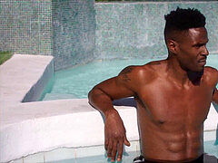 デカチン, 黒人, フェラチオ, 顔射, フェラする