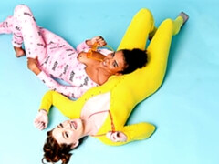 お尻, デカパイ, 黒人, 黒人, 女 人男 人, 異人種間, ティーン, 三人