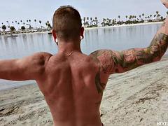Playa, Verga grande, Pareja, Gay, Sexo duro, Interracial, Músculo, Realidad