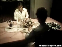 Vintage blow job from maid under table