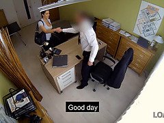 Student needs money to travel so she goes to a naughty banker