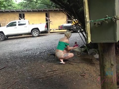 ビーチ, ビキニ, ブロンド, 彼女, ガリガリ, いじめ, のぞき, 濡れ