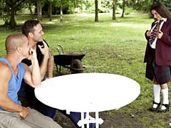 Awesome outdoor double penetration with a slutty brunette Anita Bellini