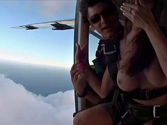 Naughty badass hot babes skydiving naked