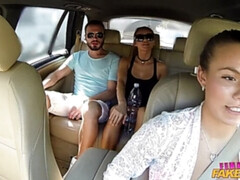 素人, お尻, 黒人, フェラチオ, 車, カップル, 女, アウトドア