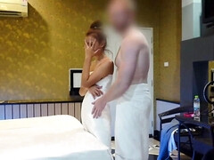 Asian babe with small tits is fucked by a foreigner