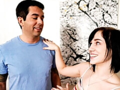 Enthousiasteling, Grote lul, Bruinharig, Interraciaal, Masturbatie, Kort haar, Tatoeage, Tiener