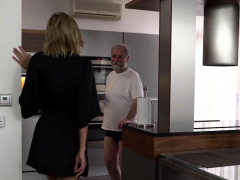 Grey-haired dad and his teen blonde wife make amazing love