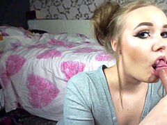 Swedish teenager gets very filthy throating her boyfriends huge cock - Miss Banana