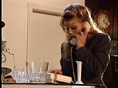 Classic beautiful brunette with small tits has anal sex with a young stud in a fancy bedroom