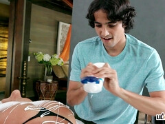 美女, 黒人, フェラチオ, ハードコア, なめる, オマンコ, 現実, タトゥー