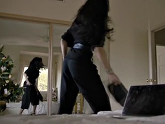 Grosser schwanz, Braunhaarige, Büro, Transfrau