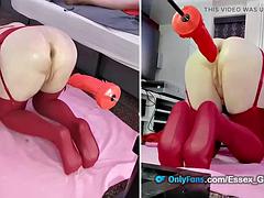 素人, アナル, ブロンド, ディルド, 巨大なディルド, 下着, 淫乱熟女, 一人