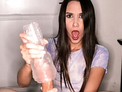 Leie, Braunhaarige, Handjob, Masturbation, Natürlichen titten, Dürr, Jungendliche (18+), Titten