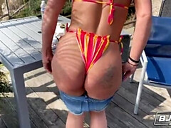 お尻, 舐める尻, デカパイ, フェラチオ, イマラチオ, チン, 淫乱熟女, コキ
