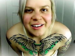 Enthousiasteling, Mooi, Grote kont, Diep in de keel, Lul, Vrouw, Hd, Tatoeage