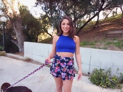 Gros seins, Sucer une bite, Brunette brune, Tir de sperme, Hd, De plein air, Police, Chevaucher