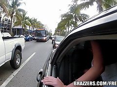 Girls drive around in a limo and fuck