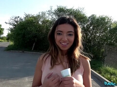 素人, 美女, フェラチオ, メキシコ人, アウトドア, 公共