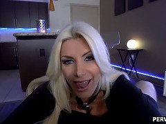 Lapdance from my big boobs stepmom because she needed money