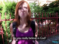 Fake College Inspector Gets Busty Redhead To Pay With Blowjob - Reality