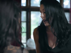 Angry mother Reagan Foxx makes her troublesome daughter Gina Valentina serve dinner guests naked